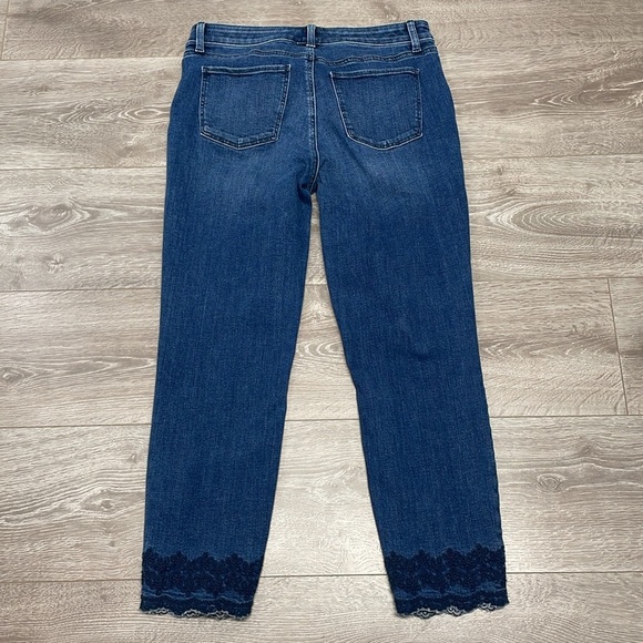 Talbots Flawless Scalloped Hem Embroidered Slim Ankle Denim Taylor Wash Jeans 8 - Picture 16 of 16